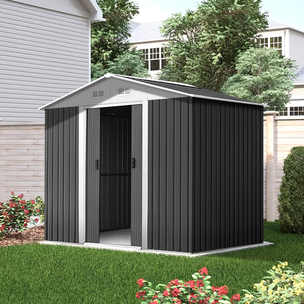 Garden Shed | Outdoor Storage Shed | Large Sliding Doors | 2.58mx2.07m | Giantz | Grey
