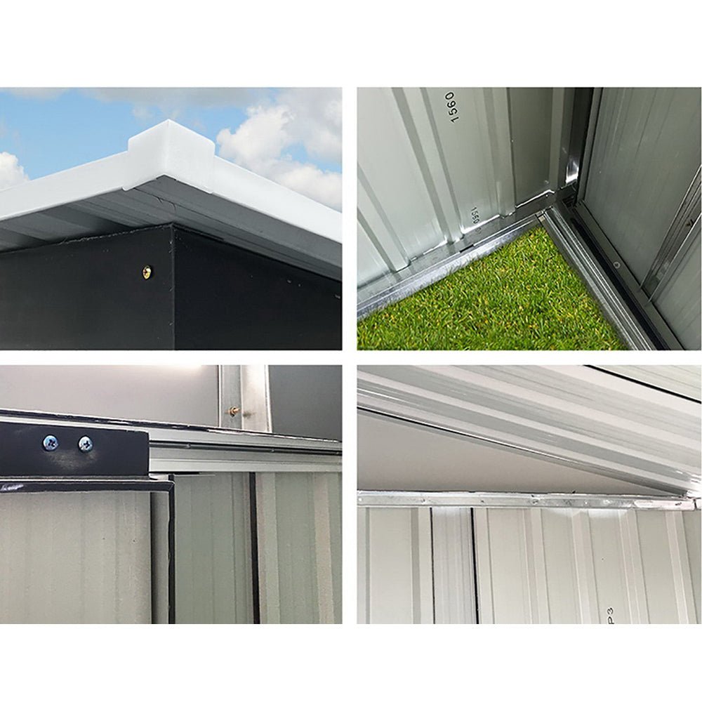 Garden Shed | With Metal Base Frame | Large Sliding Doors | 2.58mx2.07m | Giantz | Grey