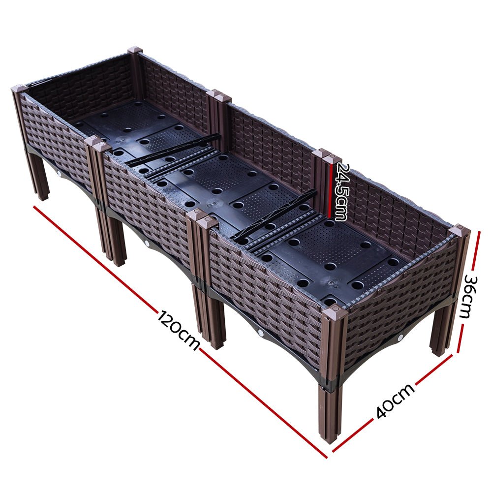 Raised Planter Box Garden Bed 120x40x36cm Greenfingers Brown