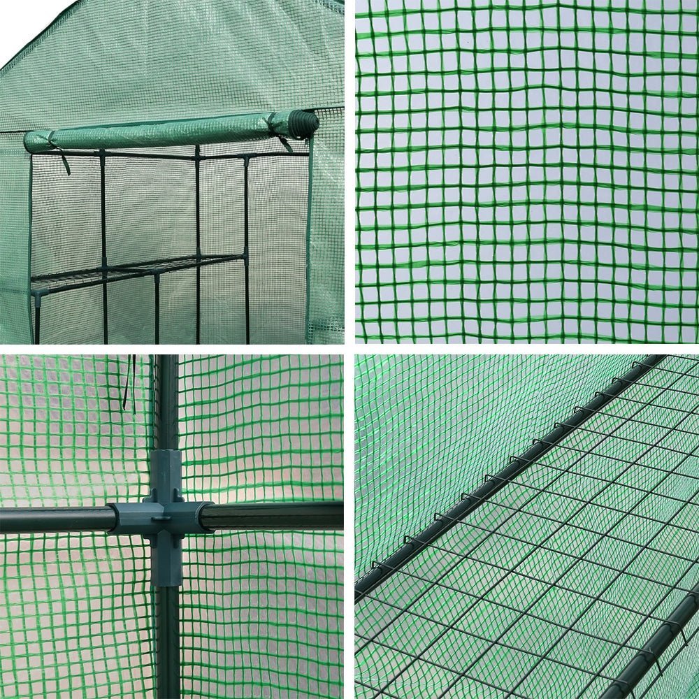 Greenhouse Shade House 1.4m x 1.55m x 2m Polytunnel with 8 Shelves