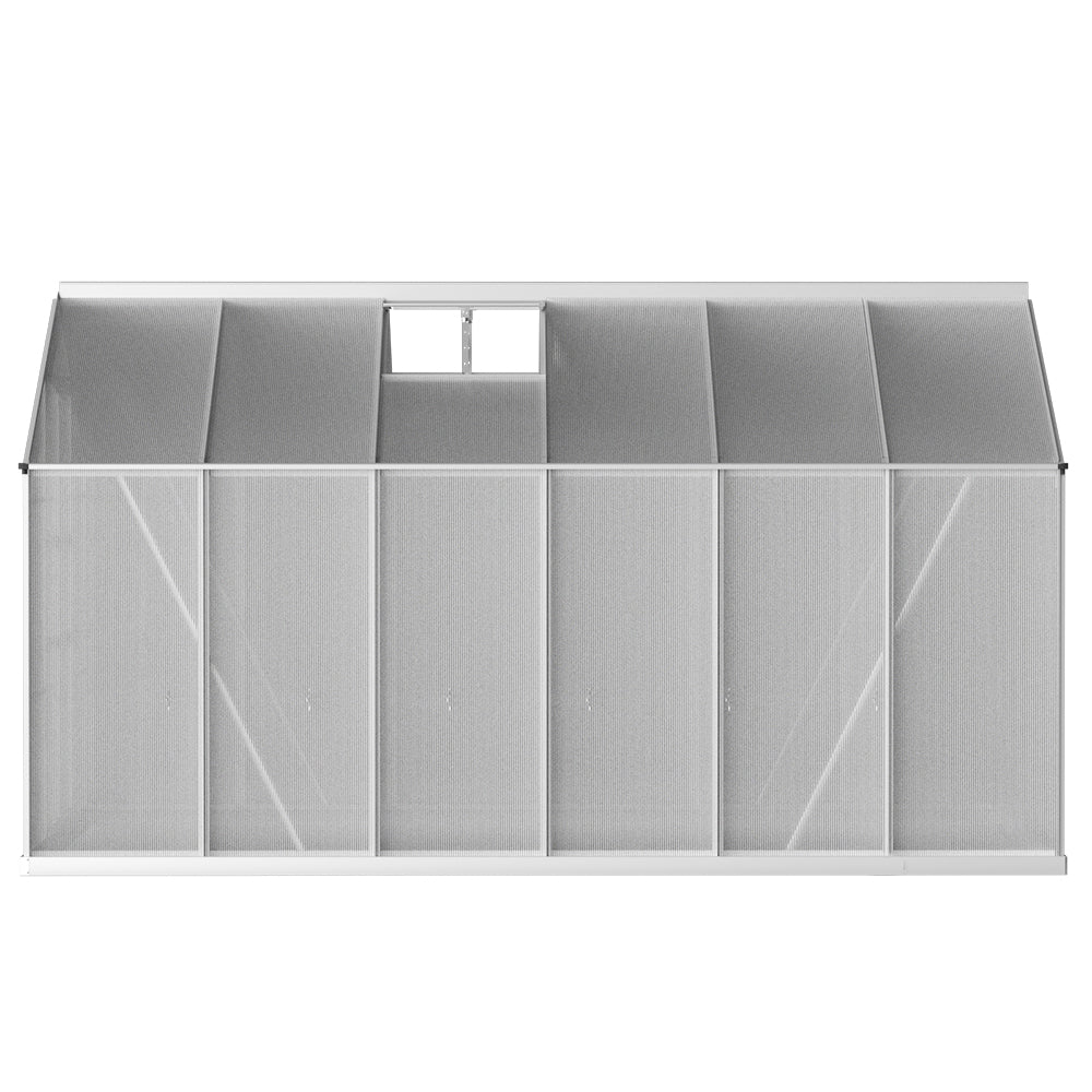 Greenhouse | Aluminium Double Doors Green House Garden Shed | Double Doors | Greenfingers | 3.7x2.5M | Silver