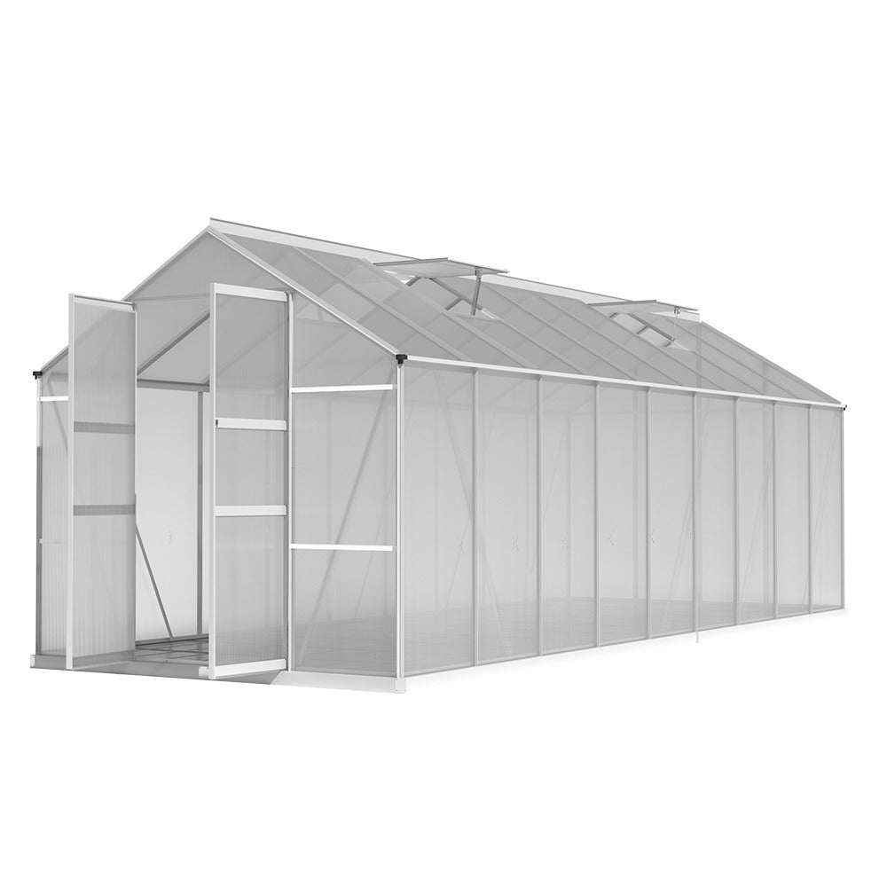 Greenhouse | Aluminium Double Doors Large Green House | Double Doors Large | Greenfingers 5.1x2.5M | Silver