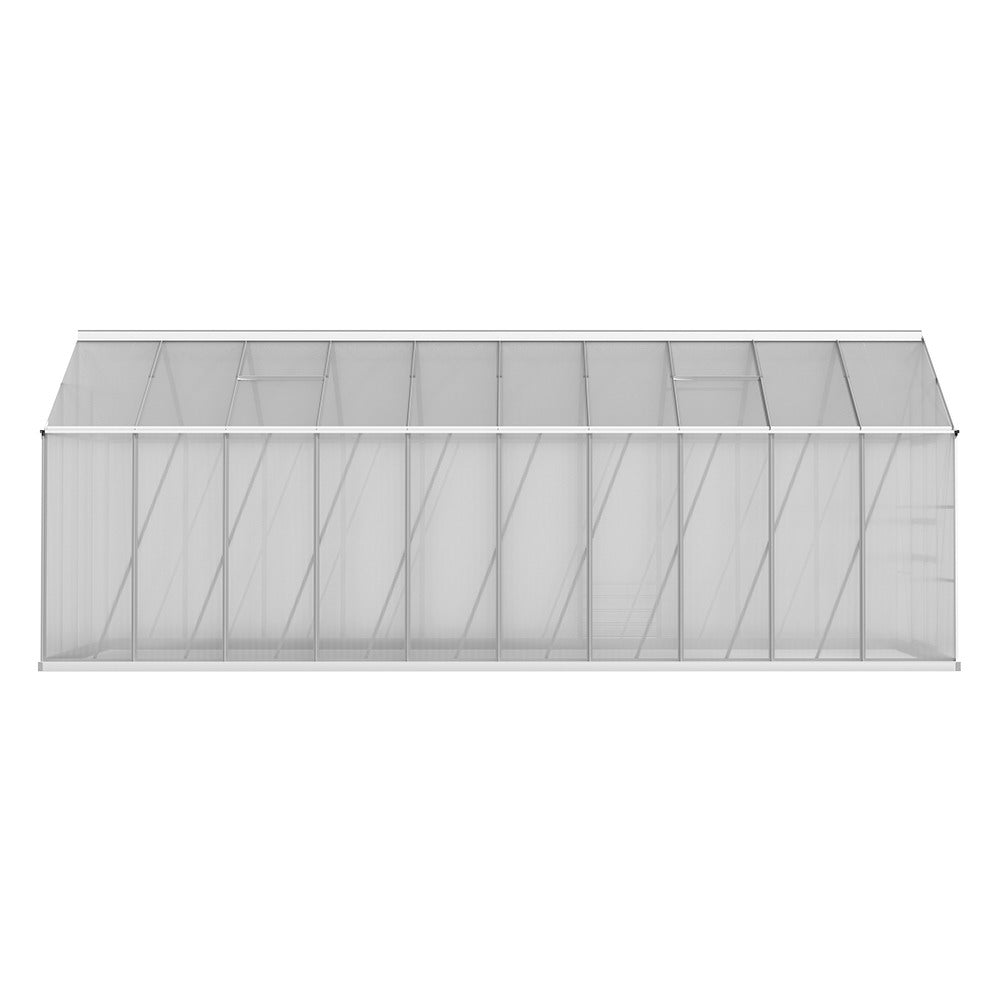 Greenhouse | Aluminium Double Doors Large Green House | Double Doors Large | Greenfingers | 6.0X2.4M | Silver