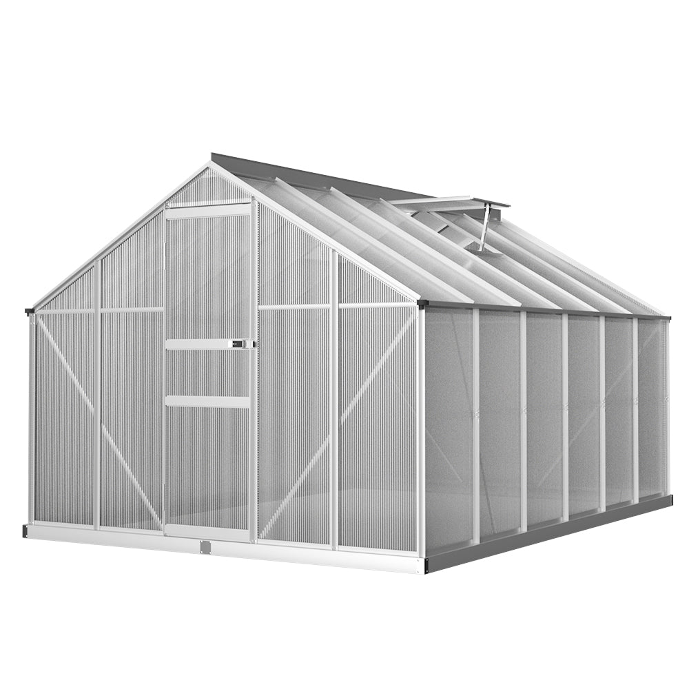 Greenhouse | Aluminium Polycarbonate Green House Garden Shed | Greenfingers | 3.6x2.5M | Silver