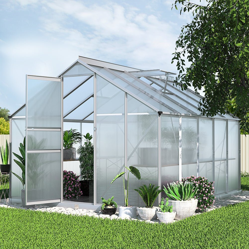 Greenhouse | Aluminium Polycarbonate Green House Garden Shed | Greenfingers | 3.0x2.5M | Silver