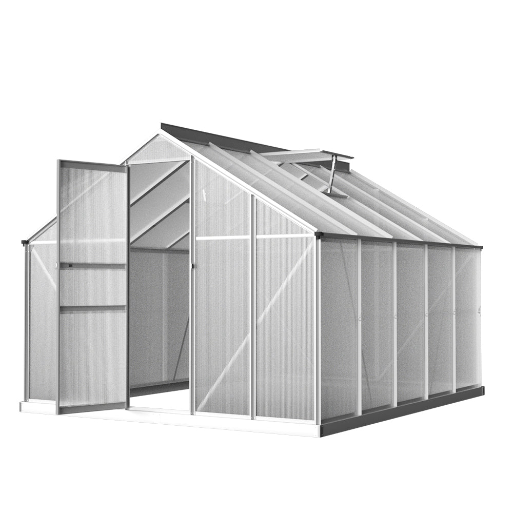 Greenhouse | Aluminium Polycarbonate Green House Garden Shed | Greenfingers | 3.0x2.5M | Silver