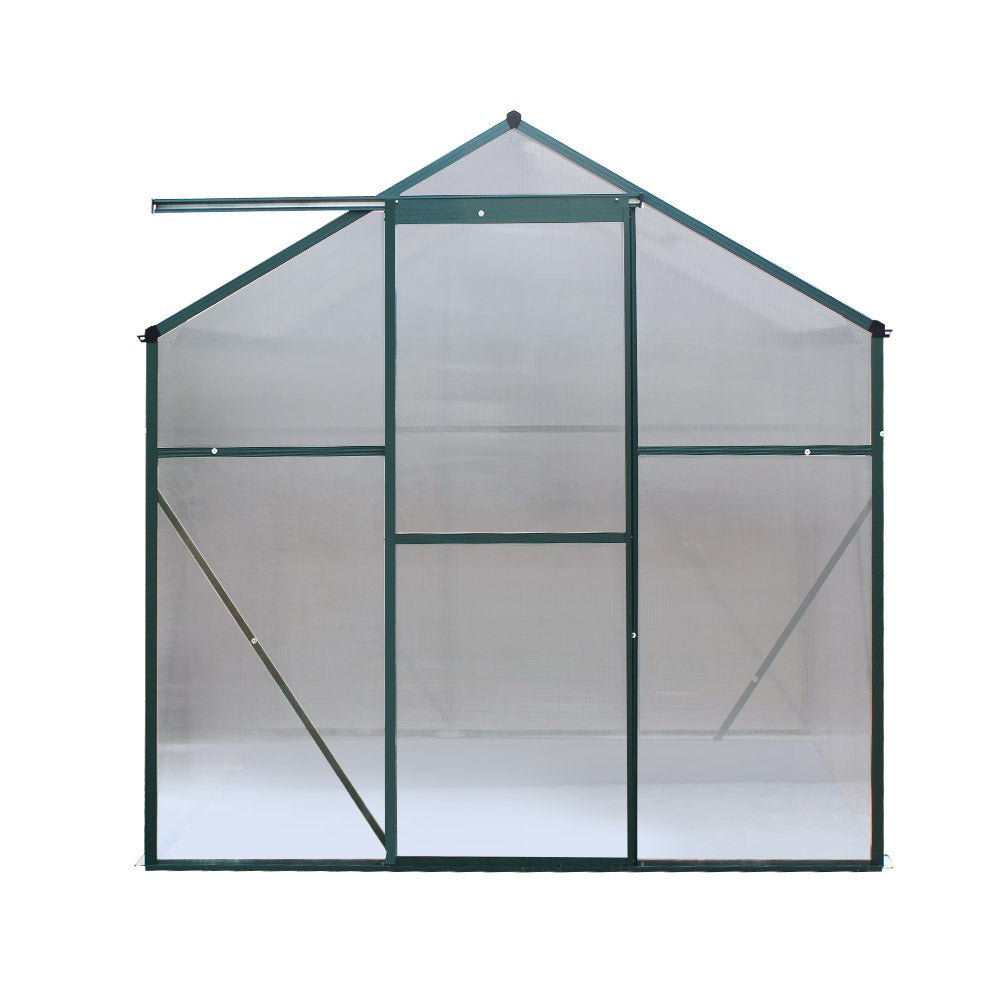 Greenhouse | Aluminium Polycarbonate Green House Garden Shed | Greenfingers | 2.52x1.9M | Green
