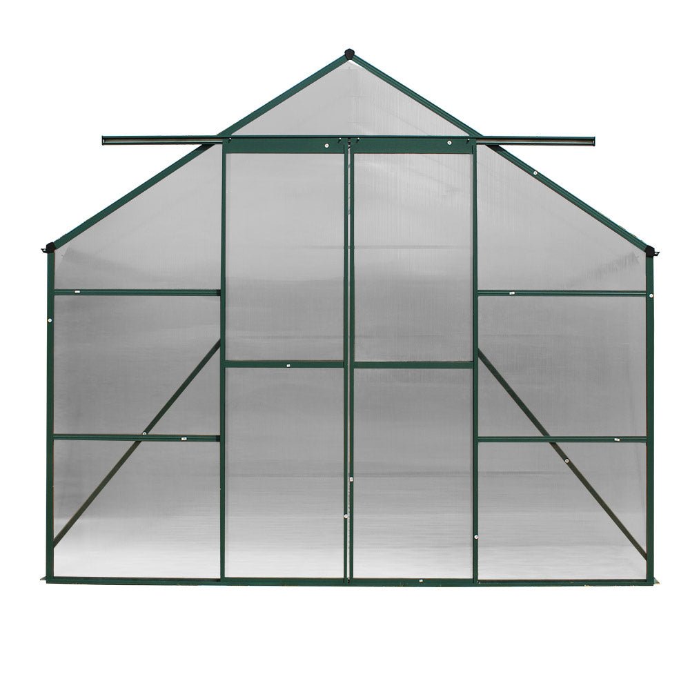 Greenhouse | Aluminium Polycarbonate Green House | Double Doors Large | Greenfingers | 5.1x2.44M | Green