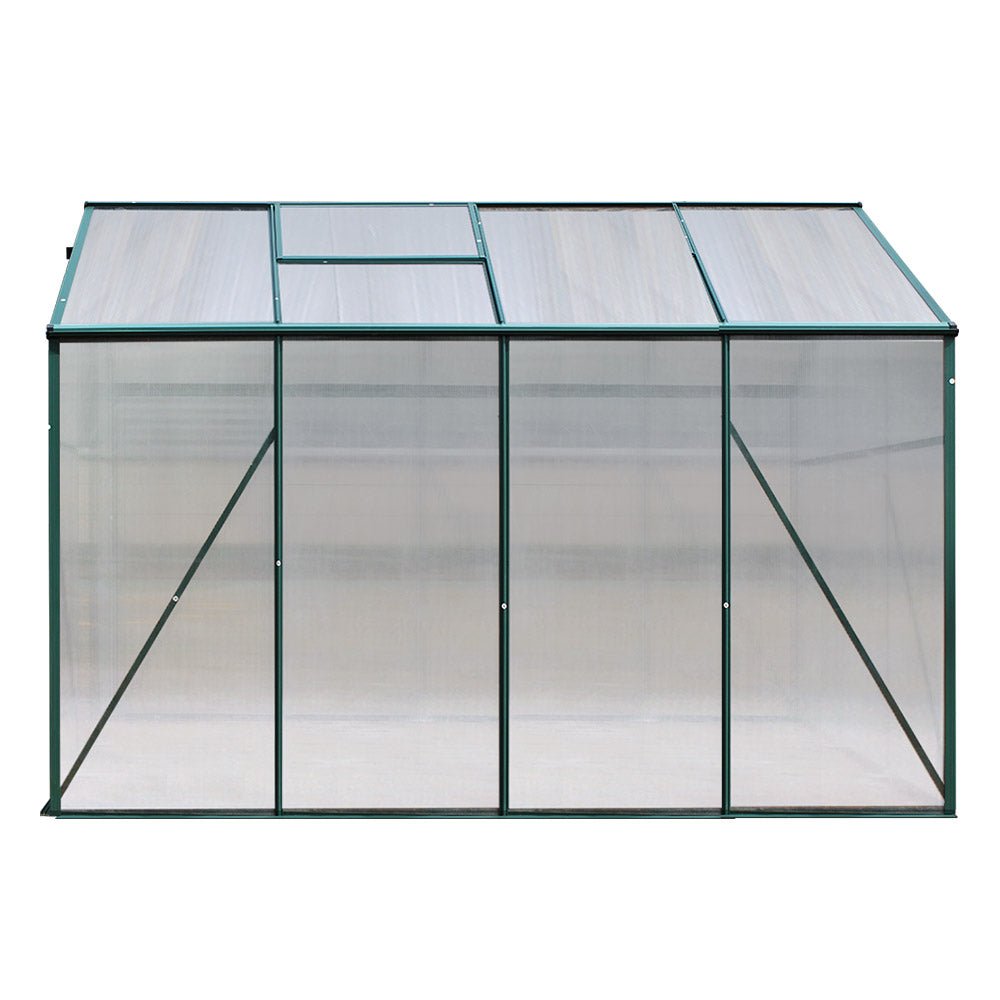 Greenhouse | Aluminium Polycarbonate Green House Garden Shed | Greenfingers | 2.52x1.9M | Green