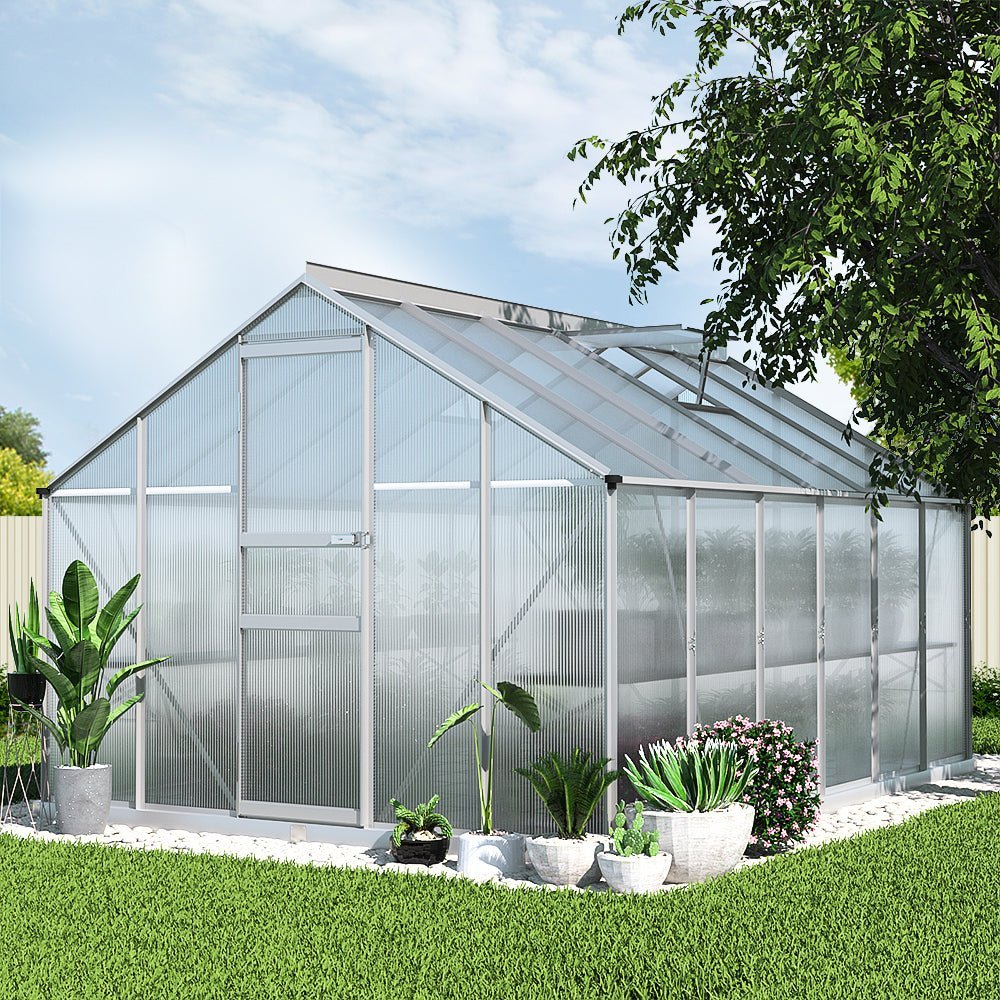Greenhouse | Aluminium Polycarbonate Green House Garden Shed | Greenfingers | 3.6x2.5M | Silver