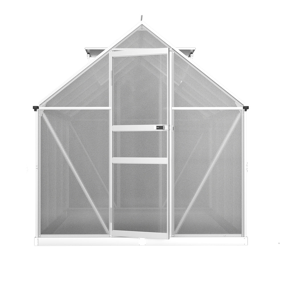 Greenhouse | Aluminium Polycarbonate Green House Garden Shed | Greenfingers | 2.4x1.9M | Silver