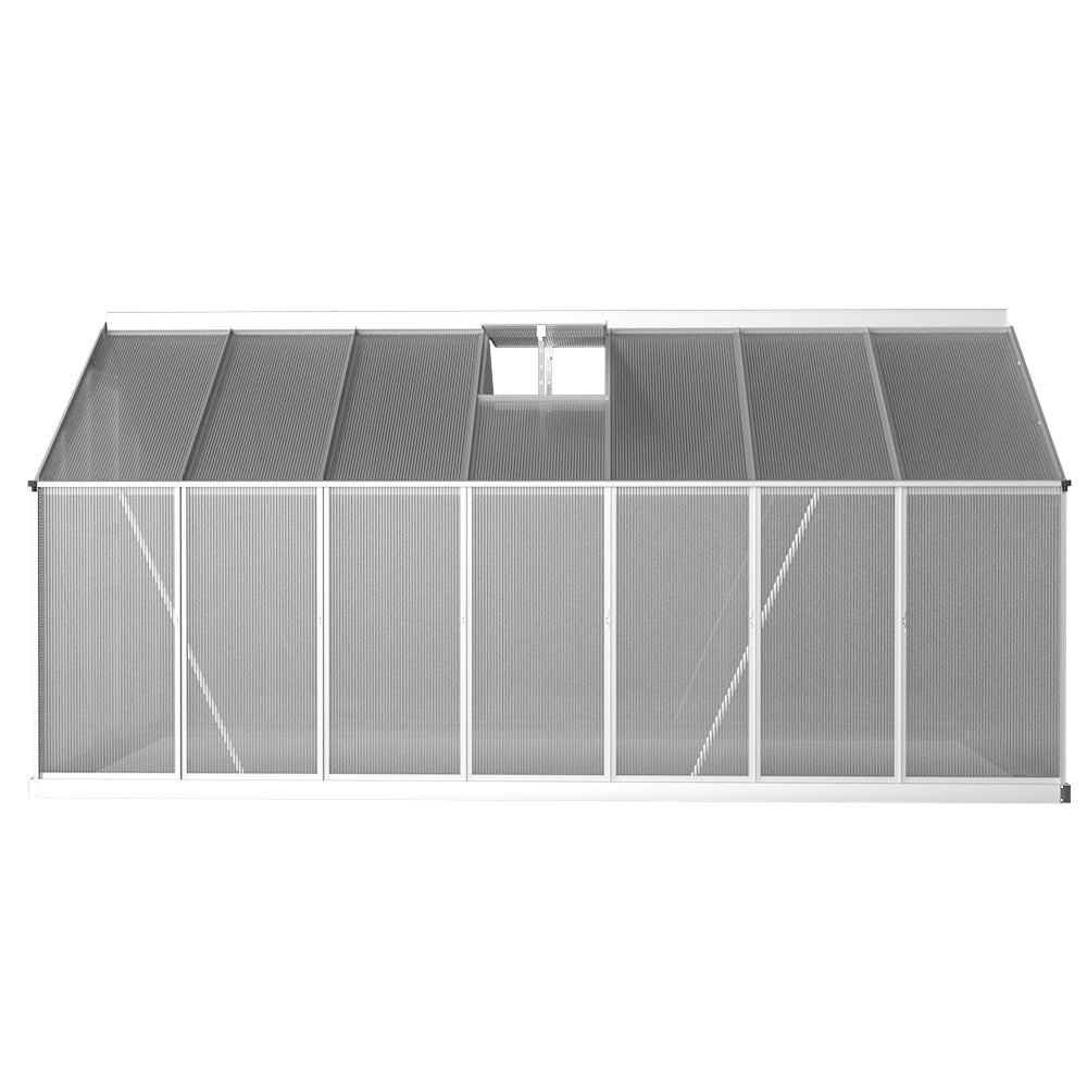 Greenhouse | Aluminium Polycarbonate Large Green House Garden Shed | Greenfingers | 4.2x2.5M | Silver