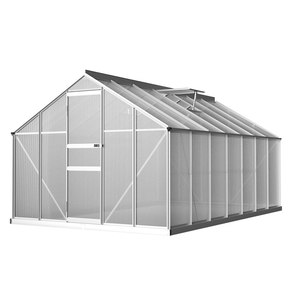 Greenhouse | Aluminium Polycarbonate Large Green House Garden Shed | Greenfingers | 4.2x2.5M | Silver