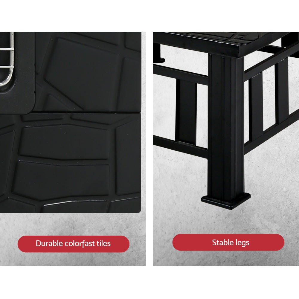 Fire Pit | Square BBQ Grill Table | Grillz Brand | 81cm | Black