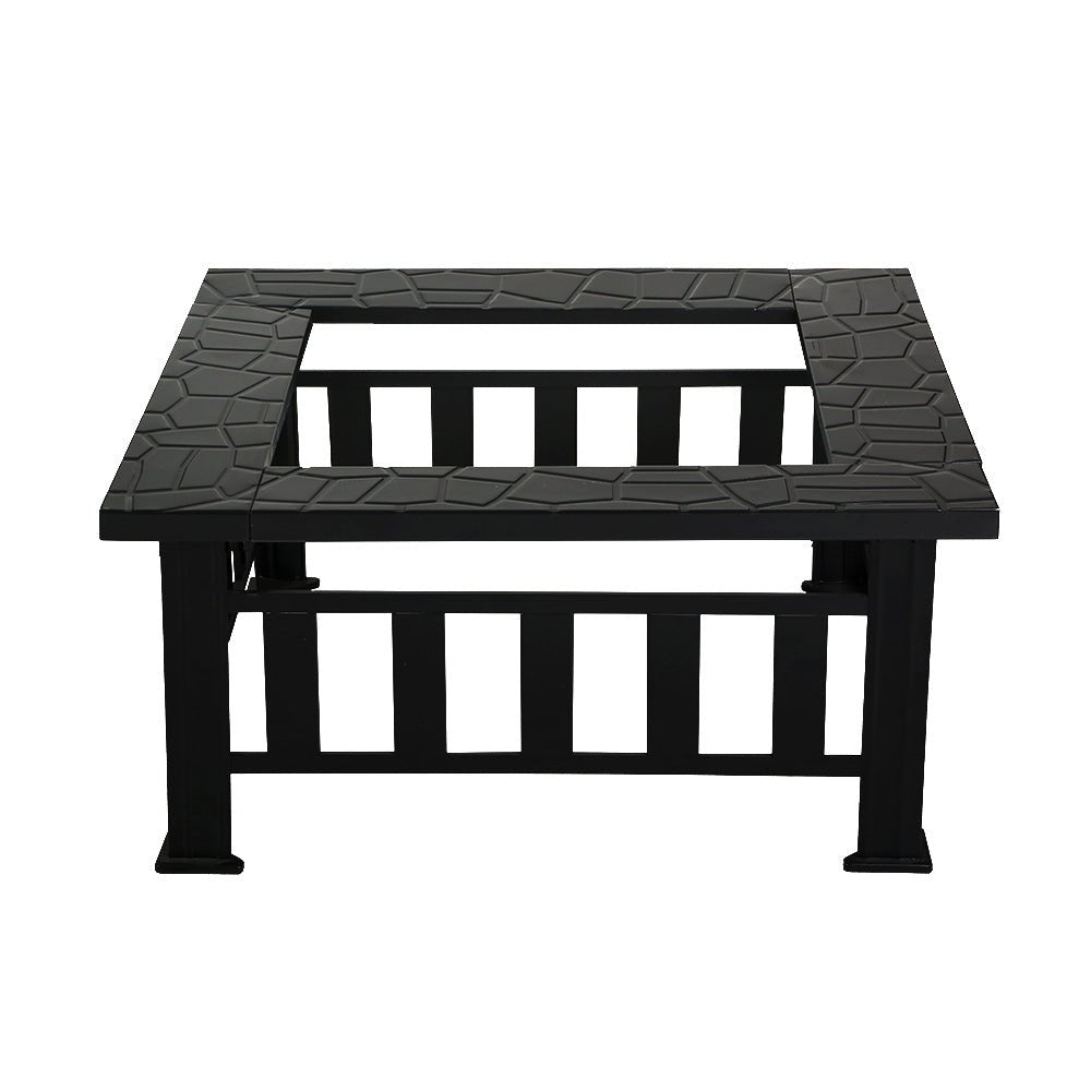 Fire Pit | Square BBQ Grill Table | Grillz Brand | 81cm | Black