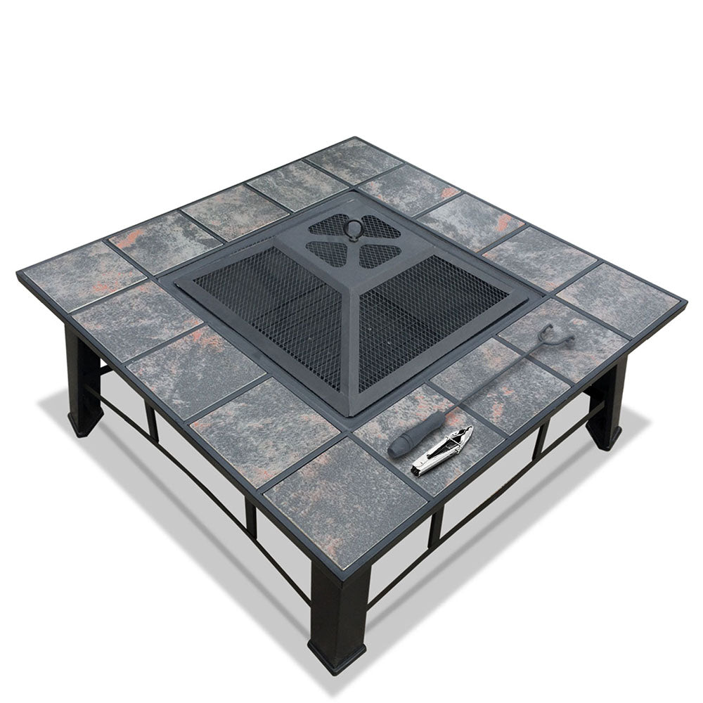 Fire Pit | Square 4-in-1 BBQ Grill, Ice Bucket and Table | Grillz Brand | 81cm