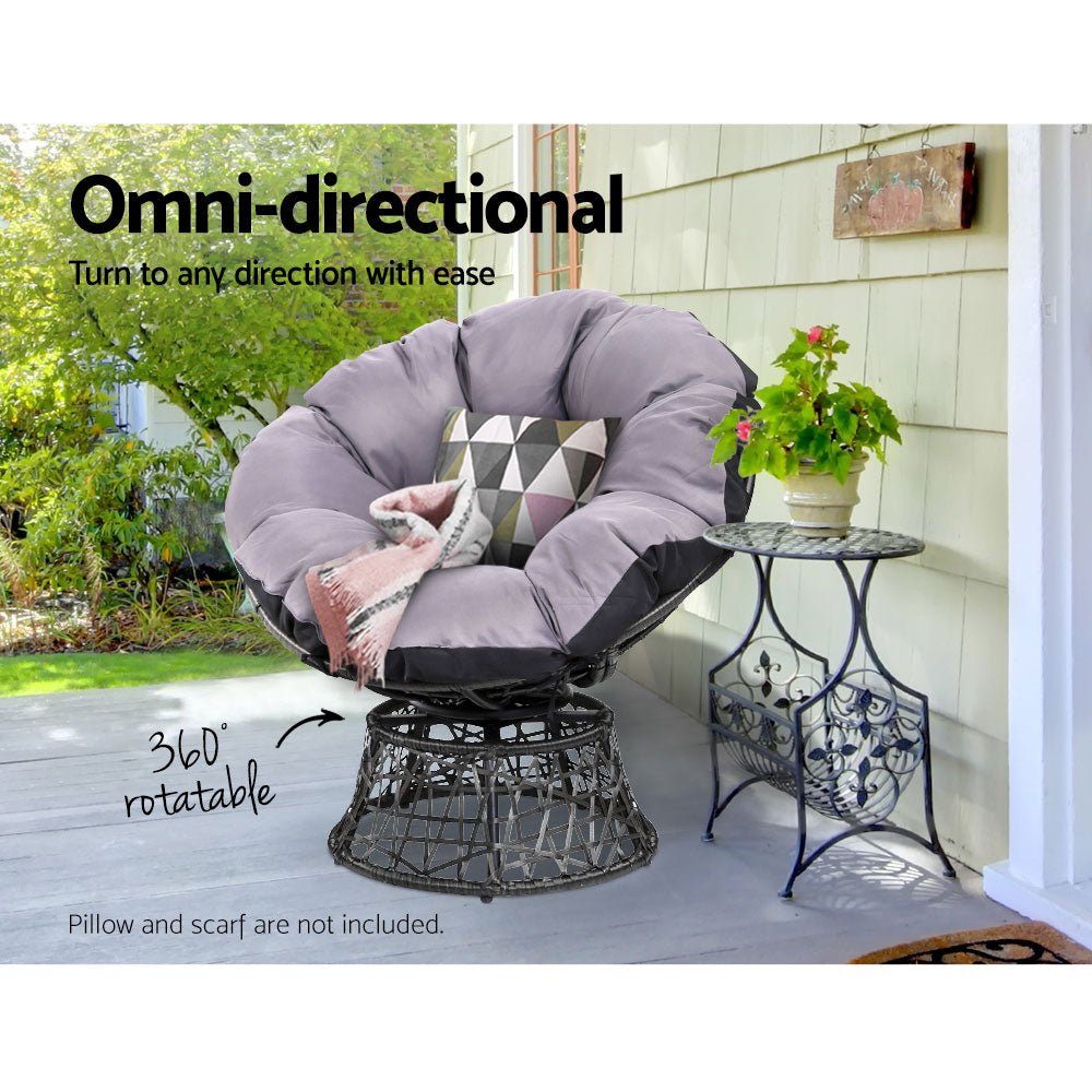 Moon Chair Papasan Outdoor Seating - Black & Grey
