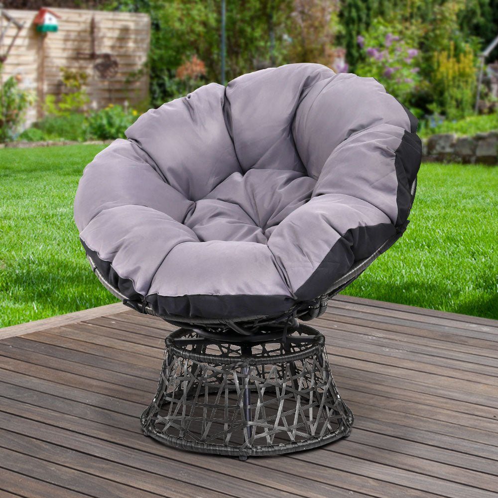 Moon Chair Papasan Outdoor Seating - Black & Grey