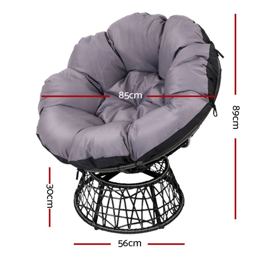Moon Chair Papasan Outdoor Seating - Black & Grey
