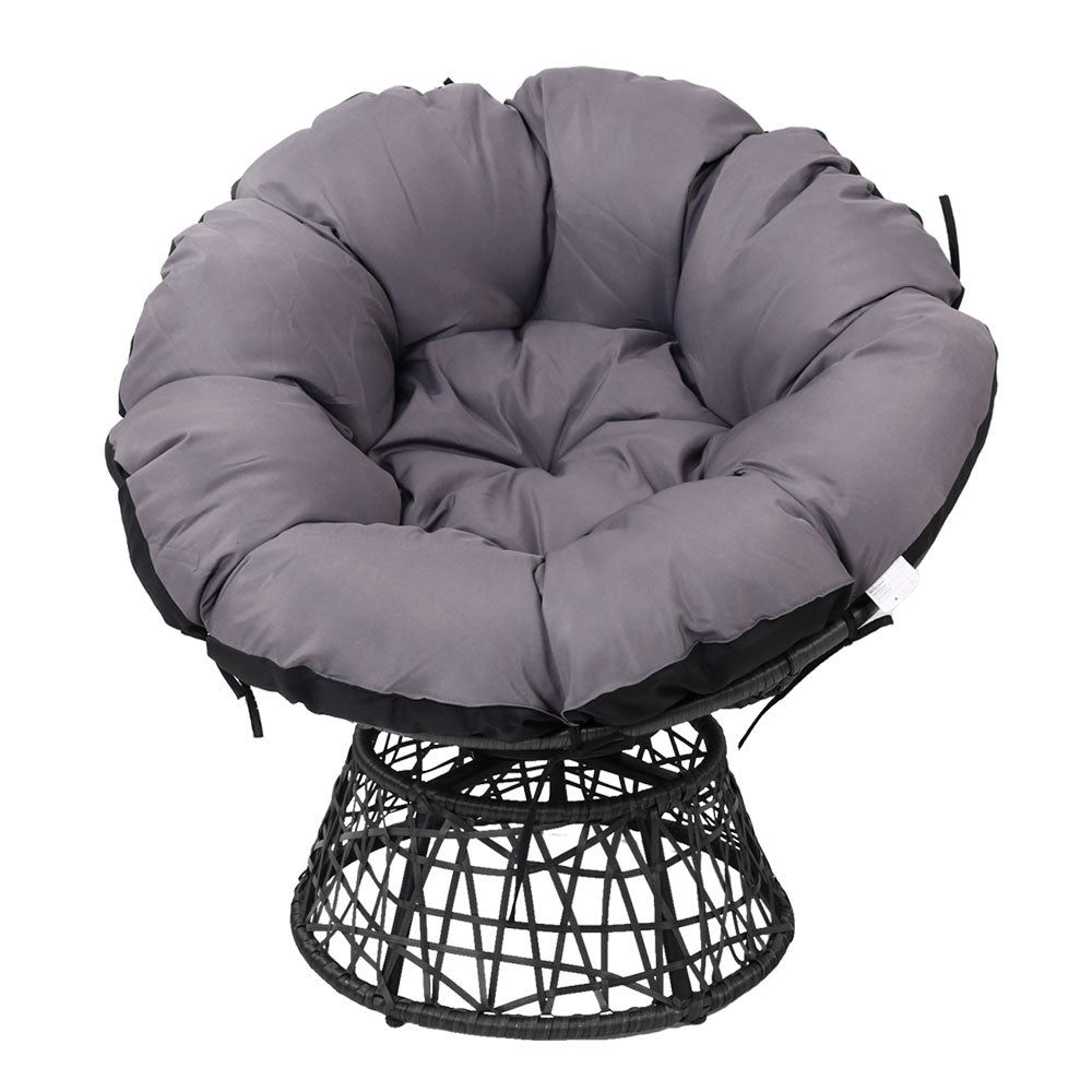 Moon Chair Papasan Outdoor Seating - Black & Grey