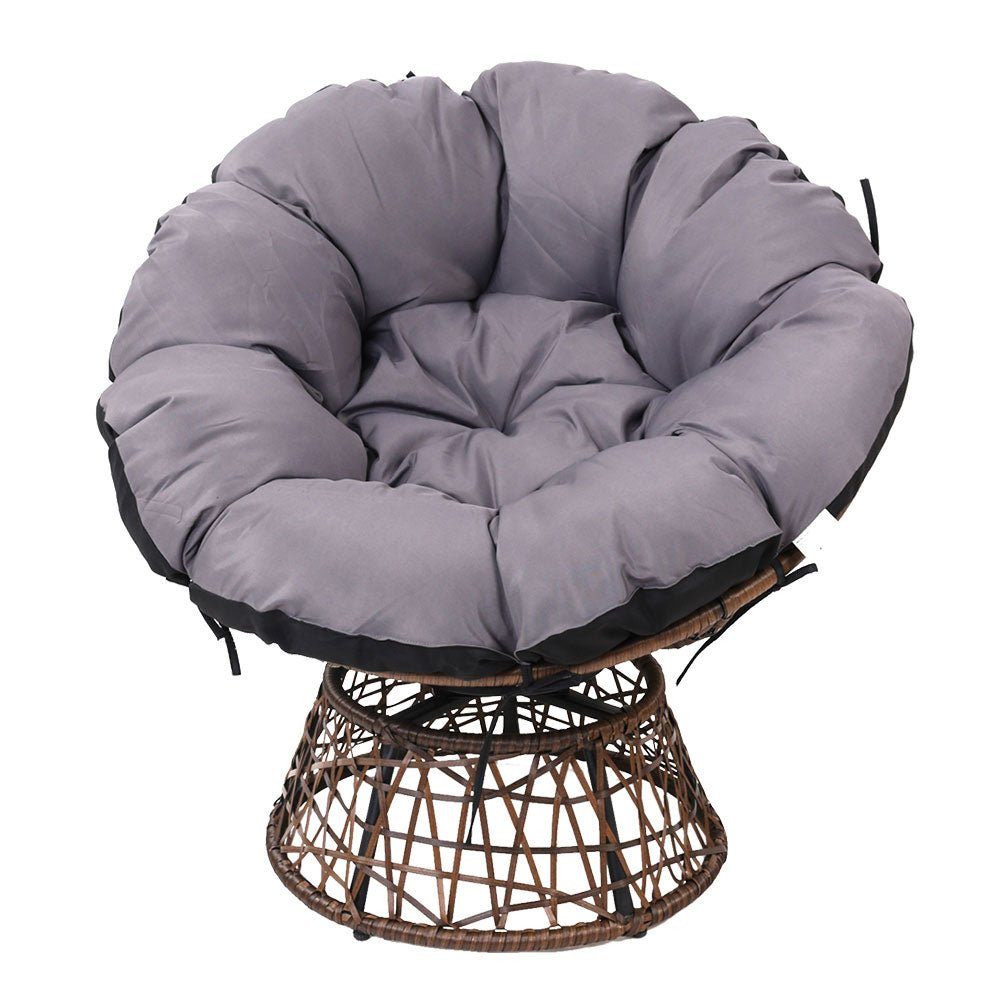 Moon Chair Papasan Outdoor Seating - Brown & Grey