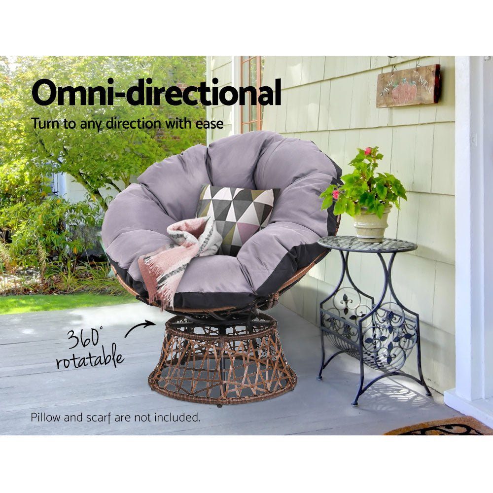 Moon Chair Papasan Outdoor Seating - Brown & Grey