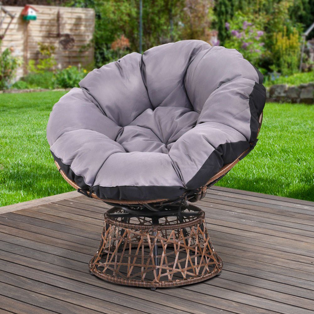 Moon Chair Papasan Outdoor Seating - Brown & Grey