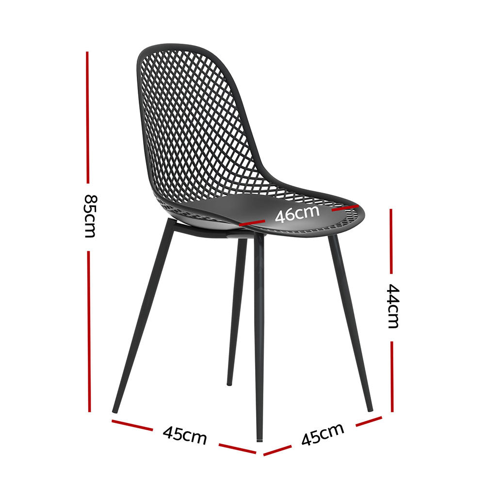 Outdoor Dining Chair | Set of 4 | Modern Plastic Moulded Chairs | Gardeon | Black