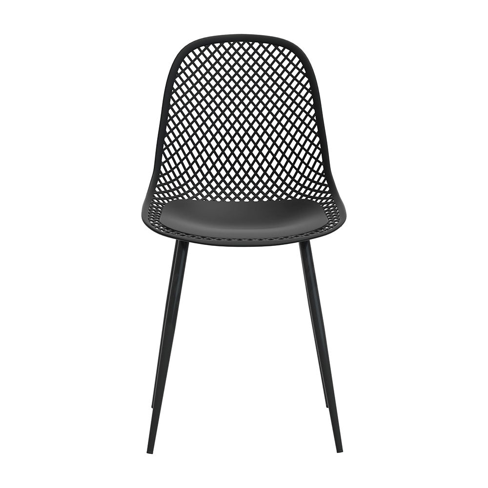 Outdoor Dining Chair | Set of 4 | Modern Plastic Moulded Chairs | Gardeon | Black