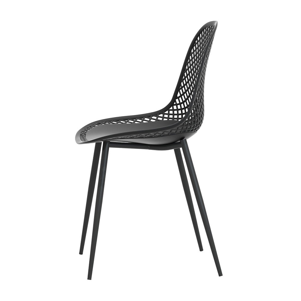 Outdoor Dining Chair | Set of 4 | Modern Plastic Moulded Chairs | Gardeon | Black