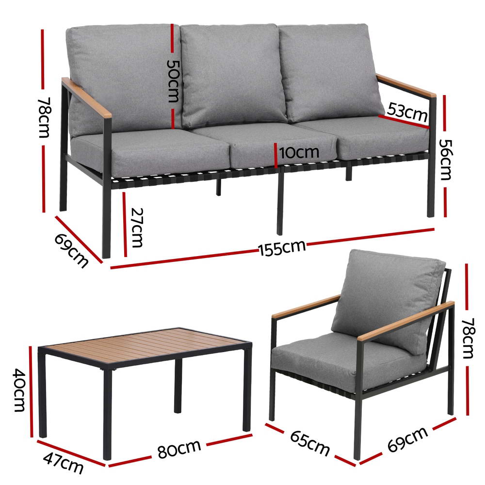 Outdoor Sofa Set | 5 Seats | Sofa Chairs and Table | Modern Relaxed Design