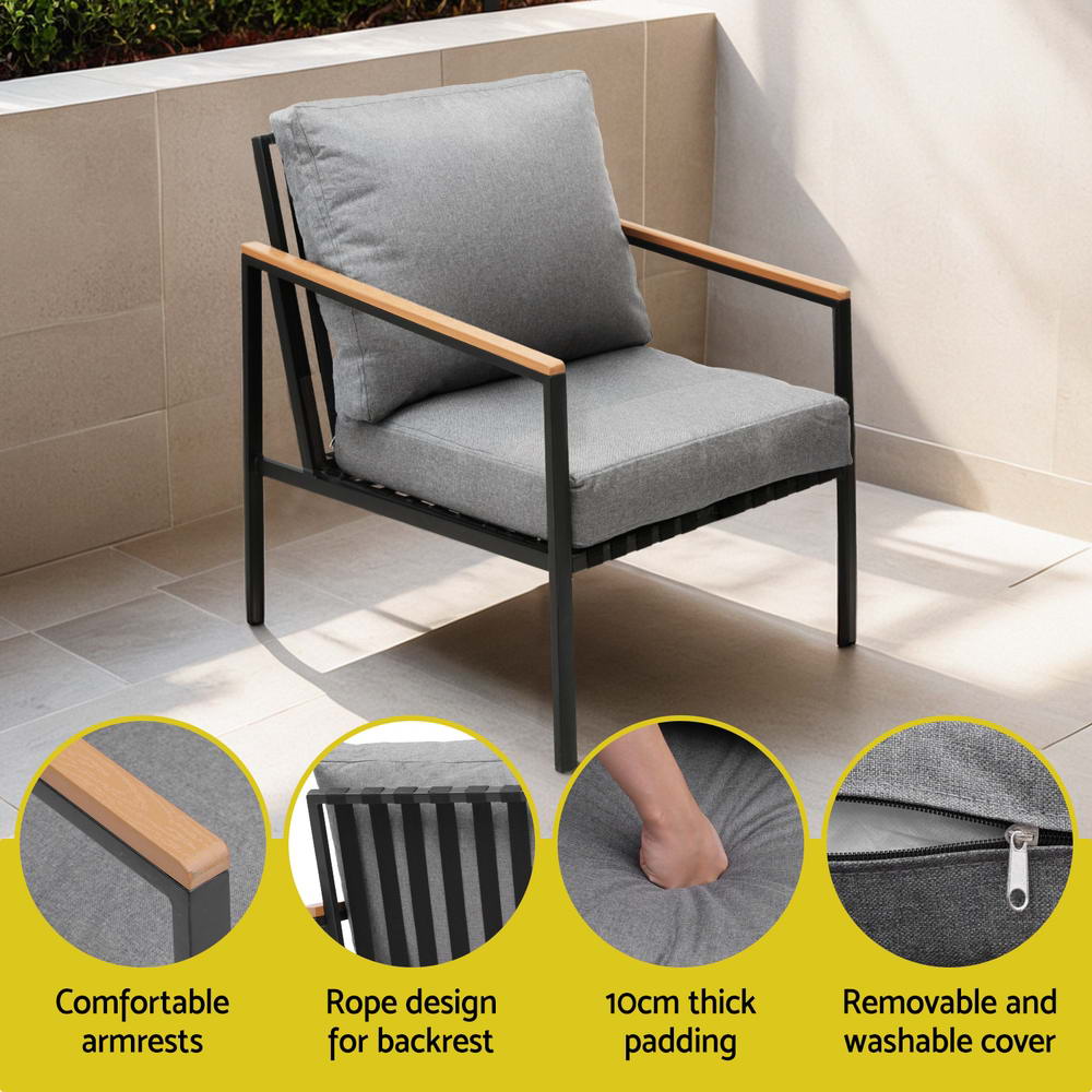 Outdoor Sofa Set | 5 Seats | Sofa Chairs and Table | Modern Relaxed Design
