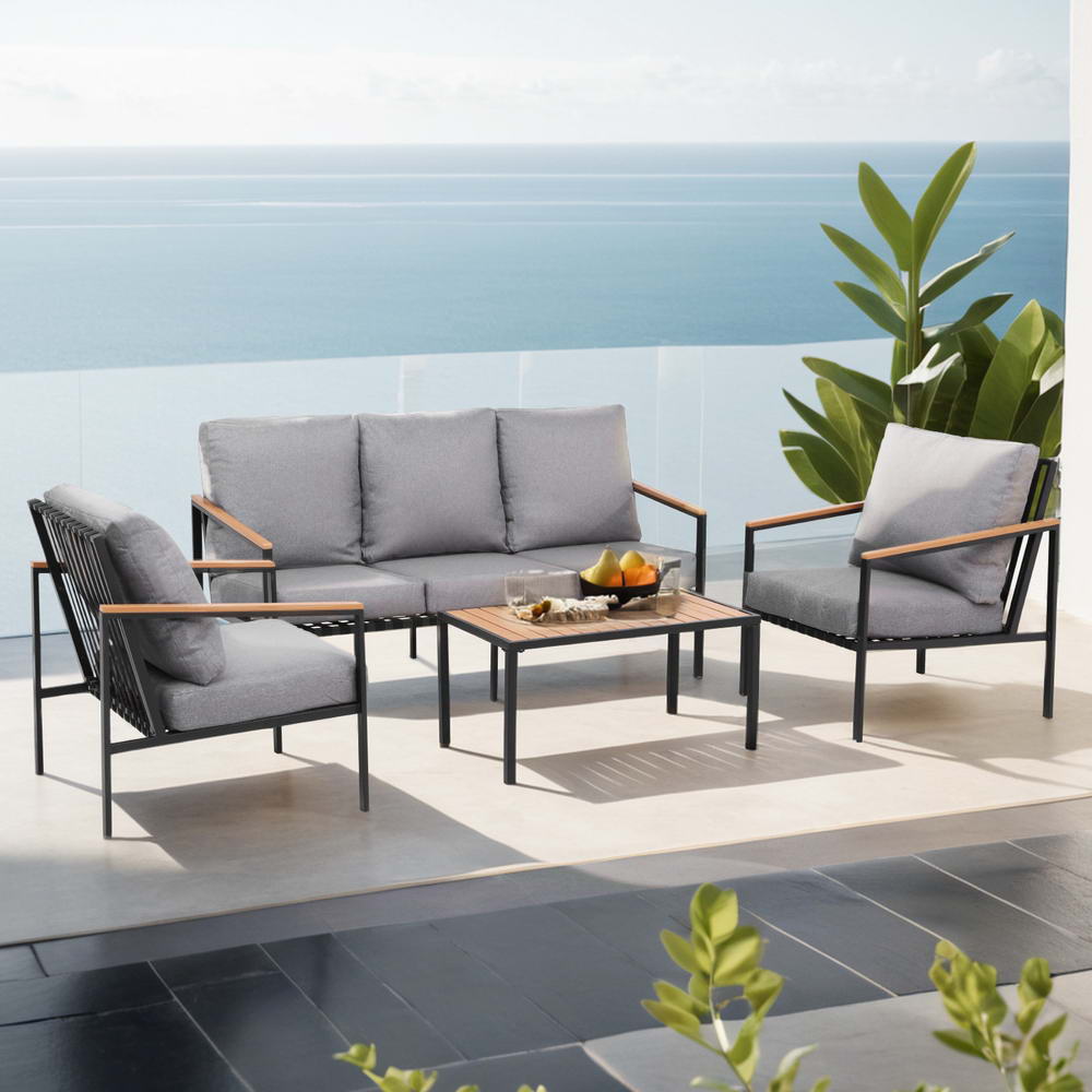 Outdoor Sofa Set | 5 Seats | Sofa Chairs and Table | Modern Relaxed Design