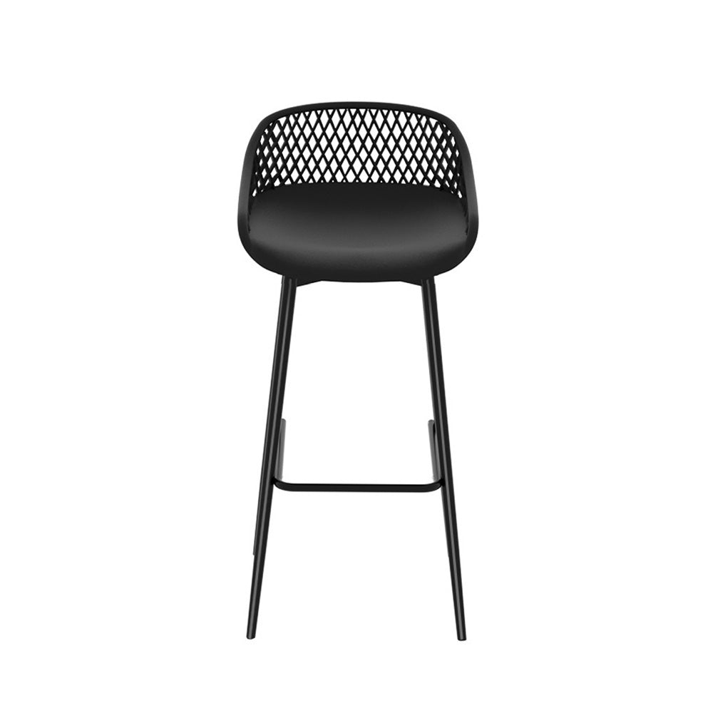 Outdoor Bar Chairs Gardeon 2-Piece Bar Stools Plastic Metal Dining Chair Black