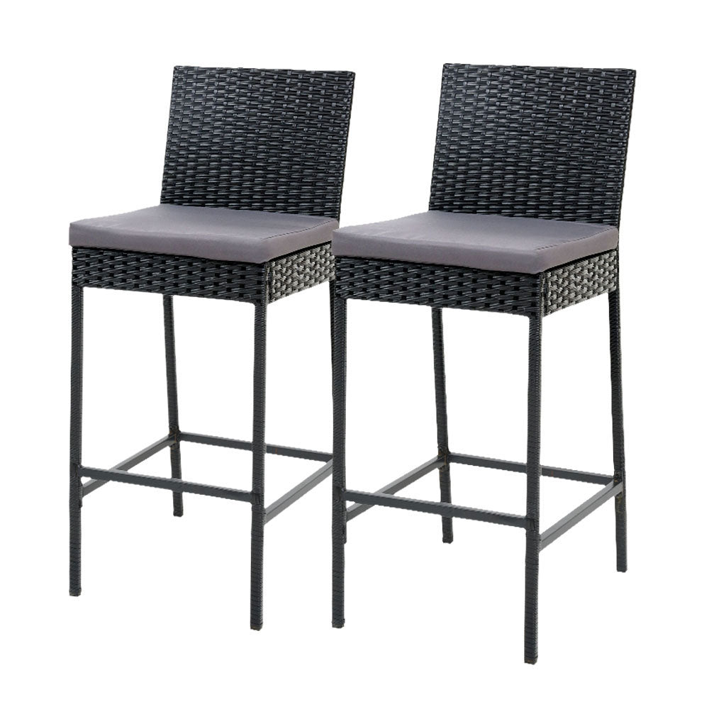Outdoor Bar Chair 2x Outdoor Furniture Rattan Black