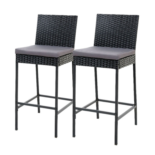 Outdoor Bar Chair 2x Outdoor Furniture Rattan Black