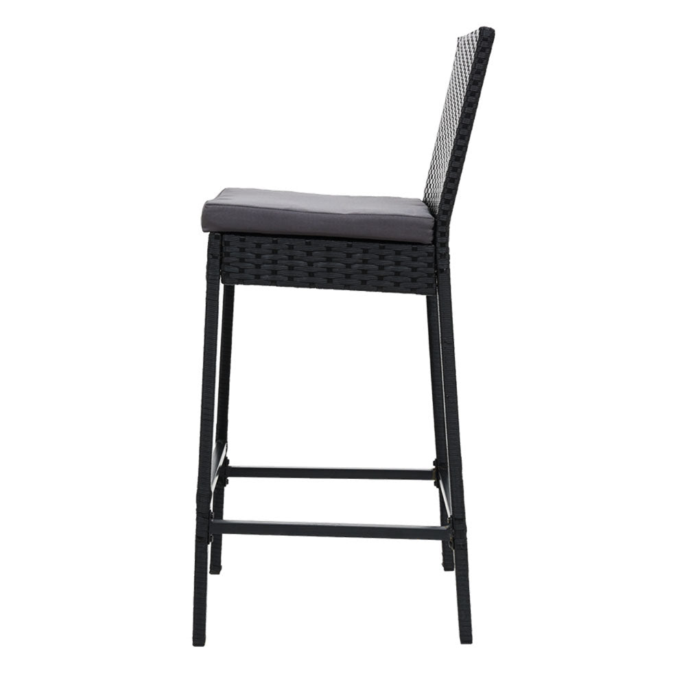 Outdoor Bar Chair 2x Outdoor Furniture Rattan Black