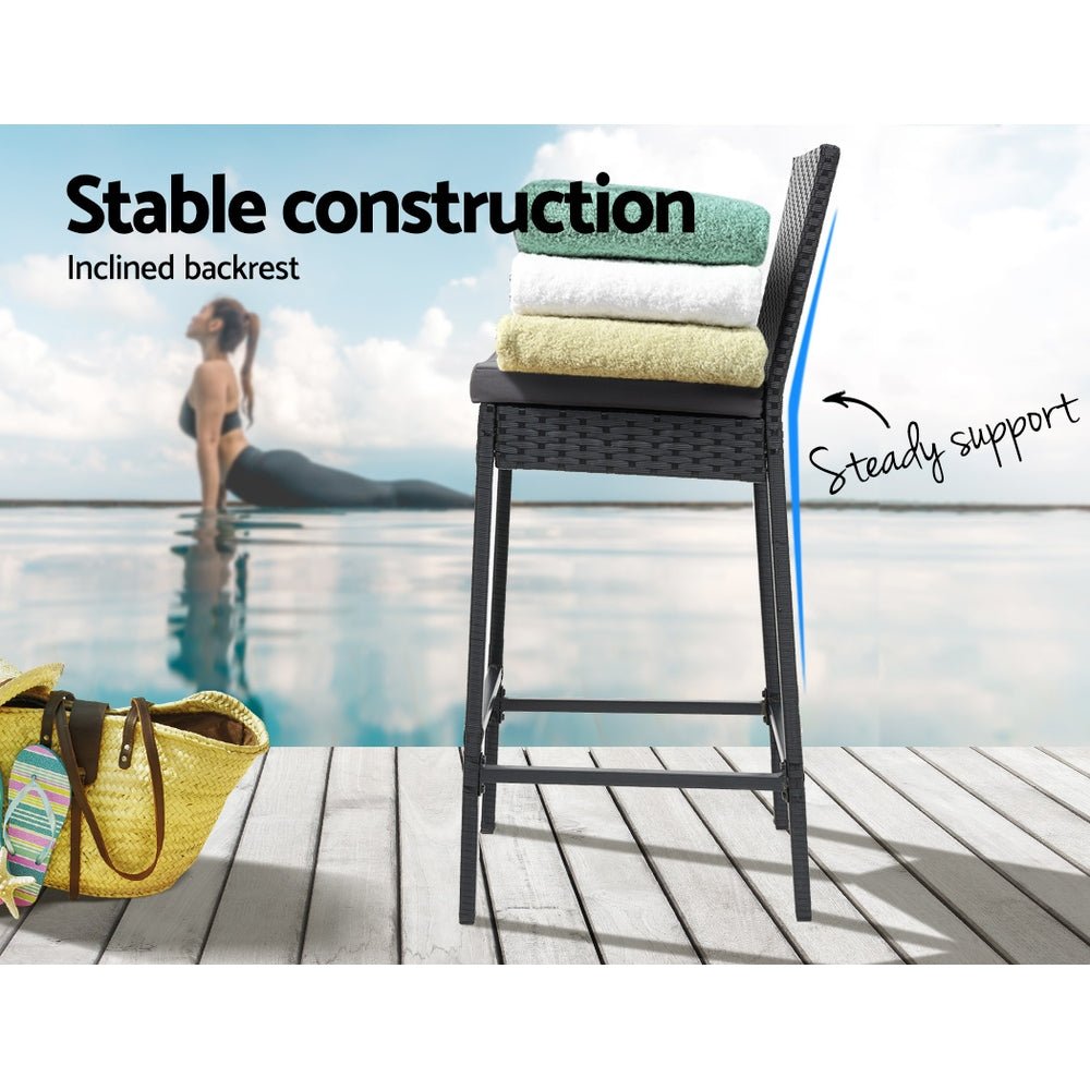 Outdoor Bar Chair 2x Outdoor Furniture Rattan Black