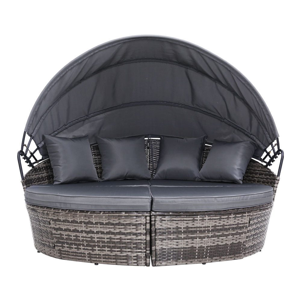 Outdoor Daybed Rattan Day Bed Set Grey