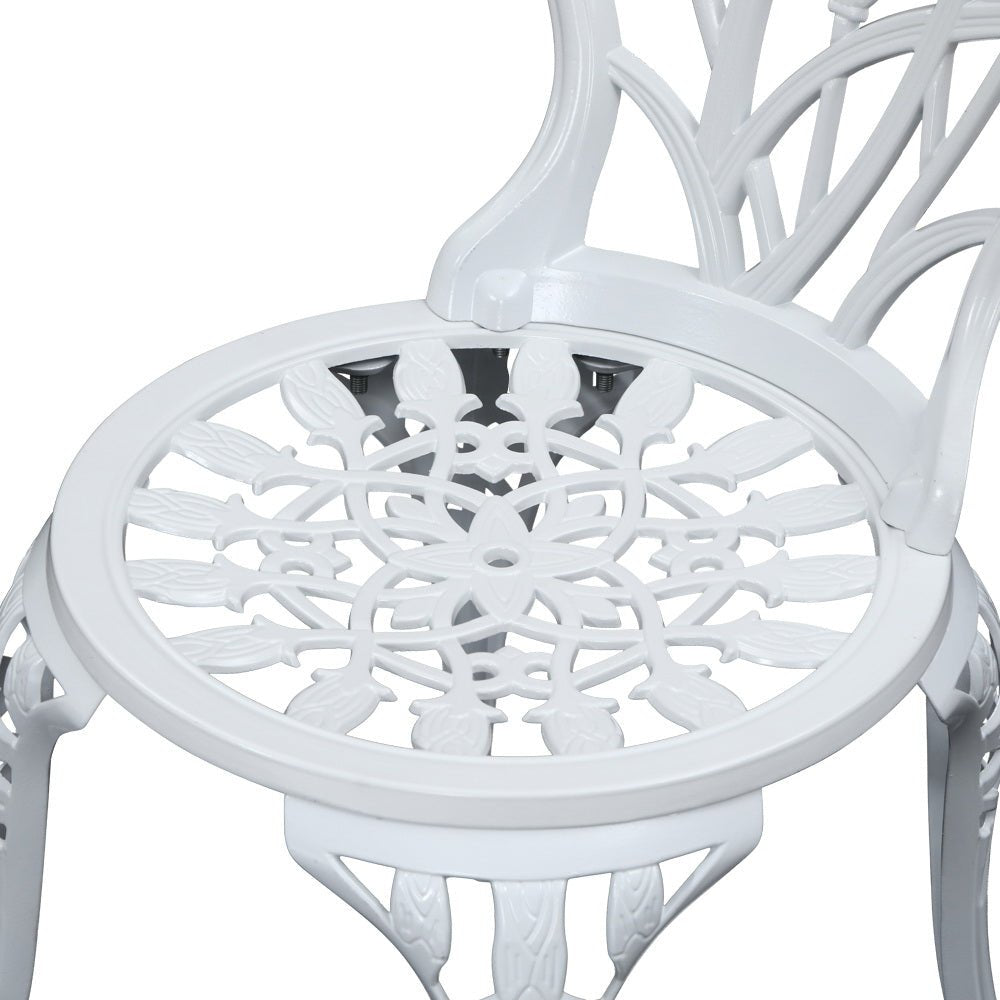 Outdoor Dining Setting for 2 | Bistro Set | Cast Aluminium | Tulip Design | White