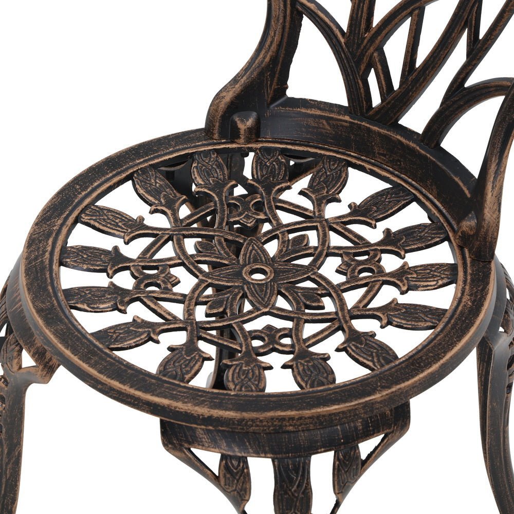 Outdoor Dining Setting for 2 | Bistro Set | Cast Aluminium | Tulip Design | Bronze