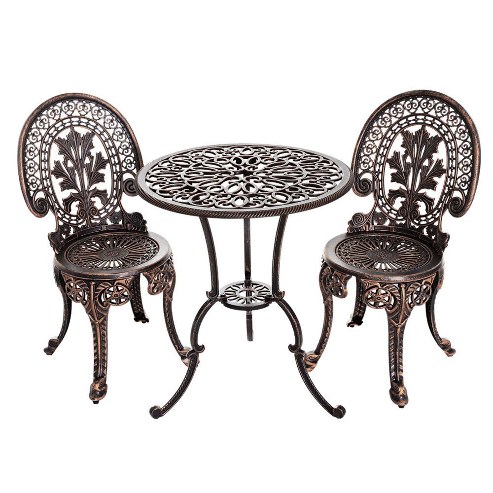 Outdoor Dining Setting for 2 | Bistro Set | Vintage Cast Aluminium | Bronze