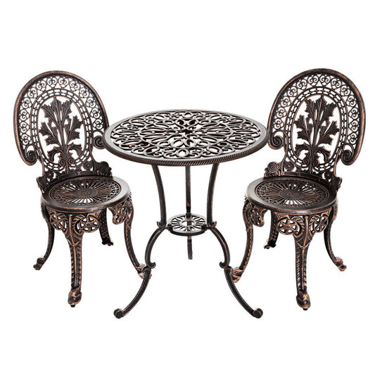 Outdoor Dining Setting for 2 | Bistro Set | Vintage Cast Aluminium | Bronze