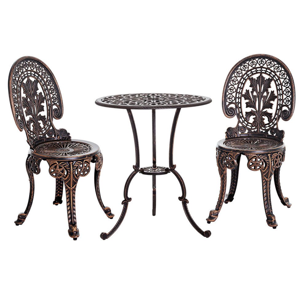 Outdoor Dining Setting for 2 | Bistro Set | Vintage Cast Aluminium | Bronze
