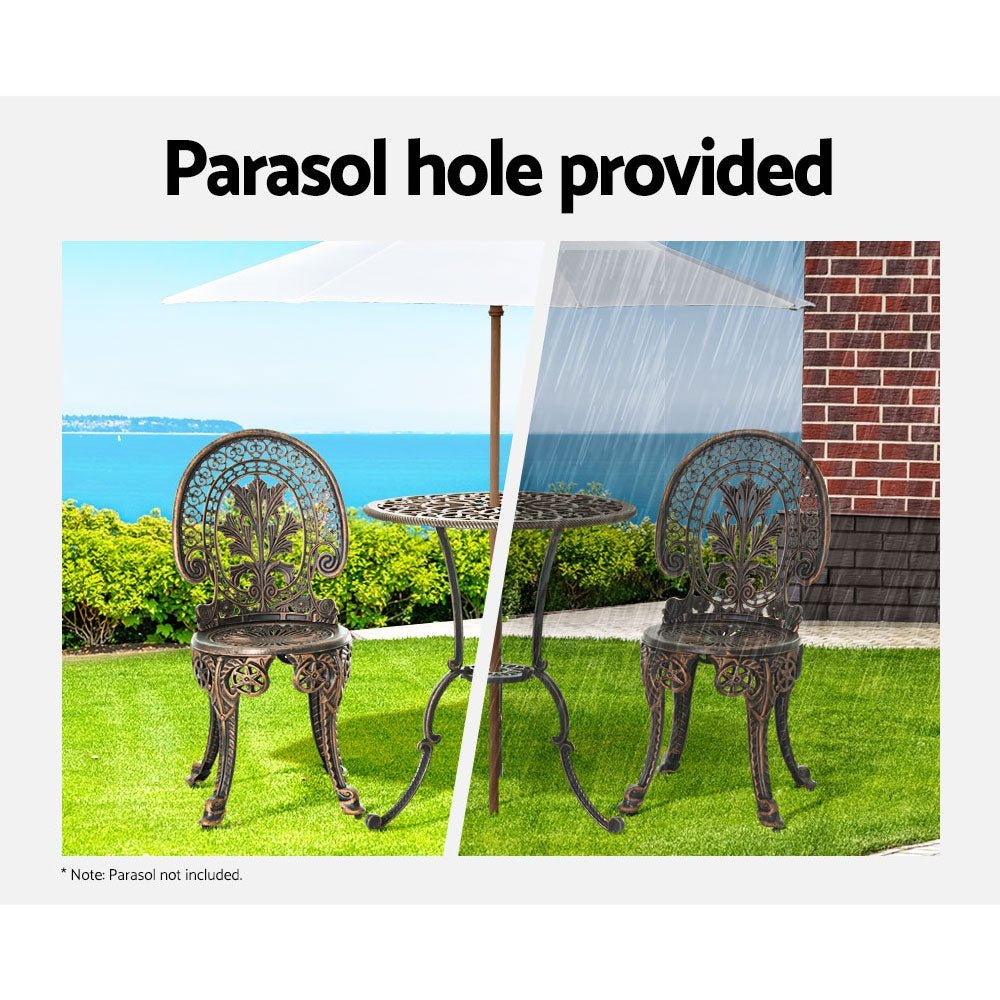 Outdoor Dining Setting for 2 | Bistro Set | Vintage Cast Aluminium | Bronze