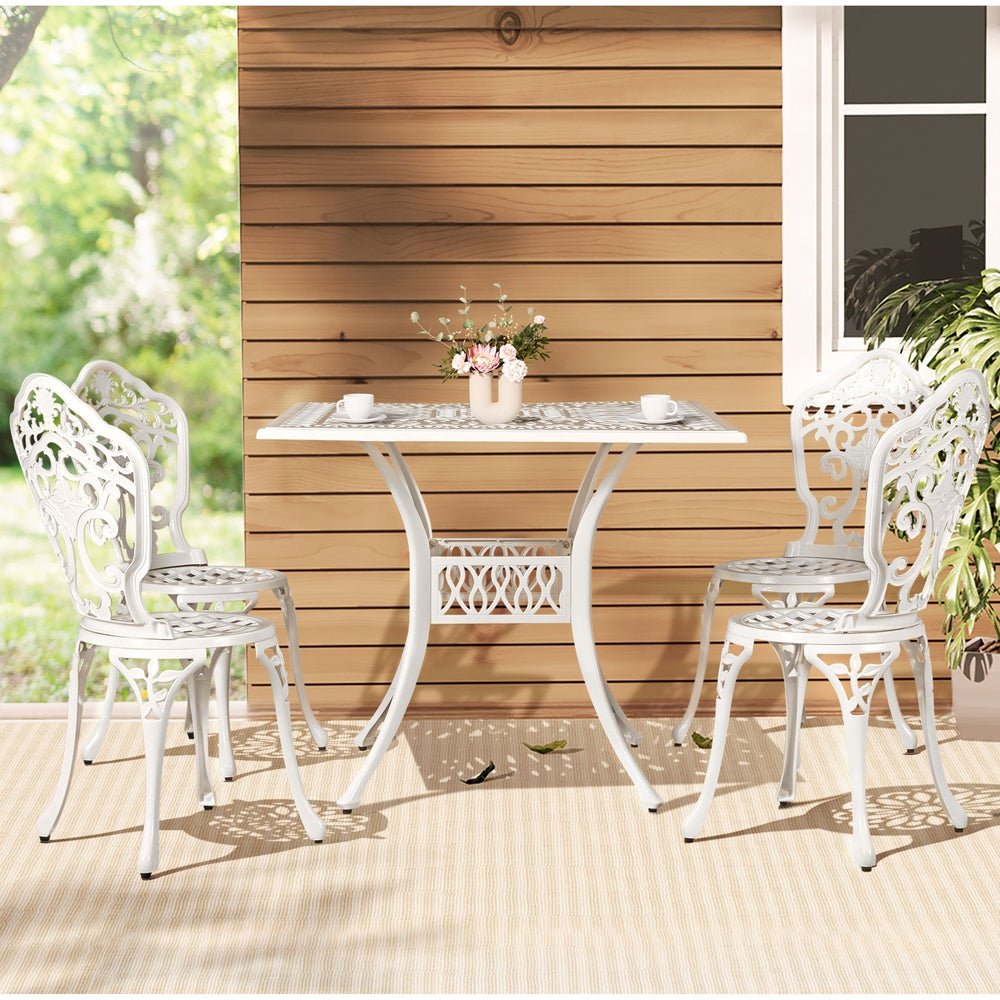 Outdoor Dining Setting for Square Table Cast Aluminium
