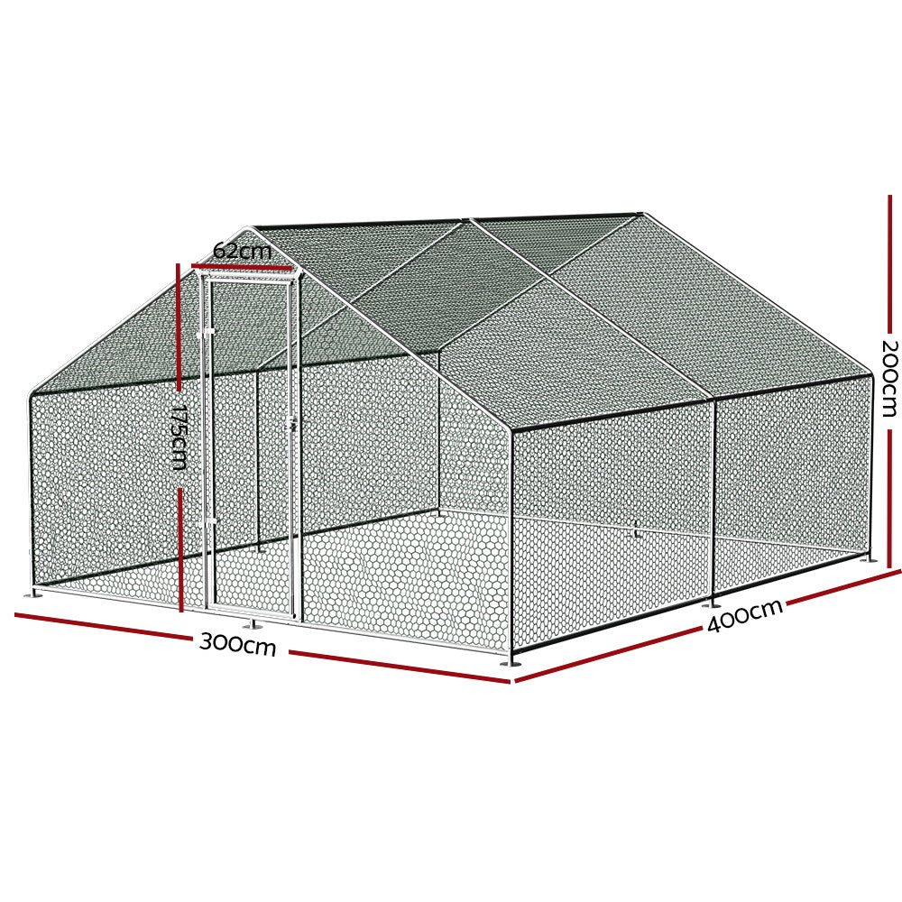 Chicken Coop Chook House Cage 4mx3mx2m Galvanised Steel
