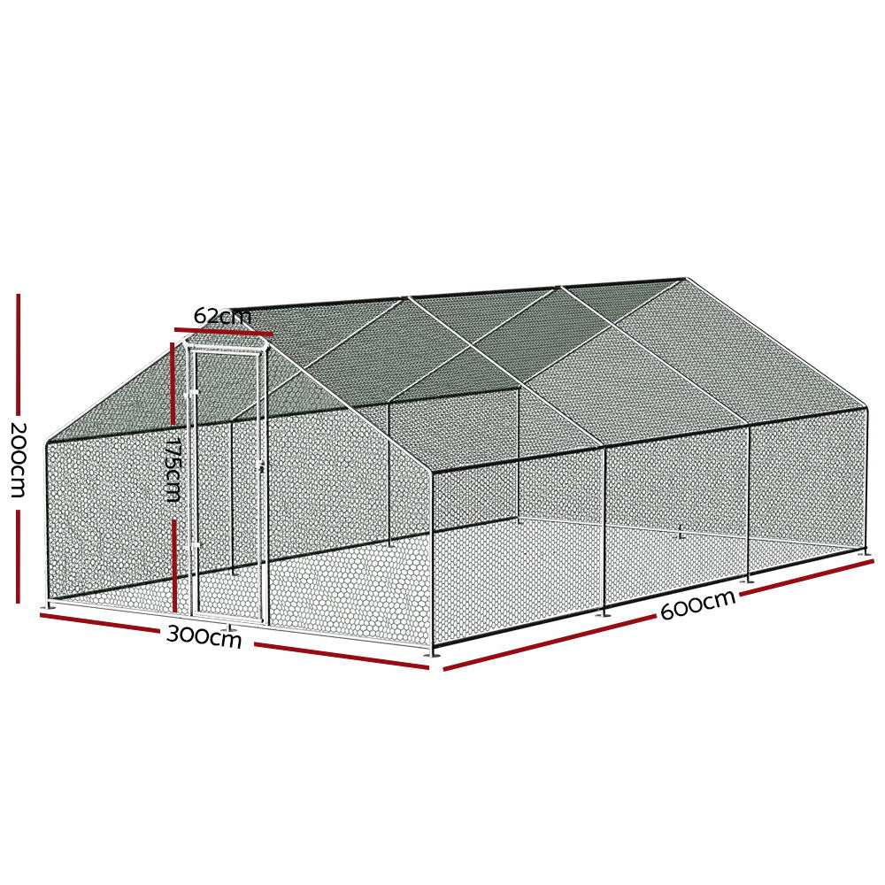 Chicken Coop Chook House Cage 6mx3mx2m Galvanised Steel