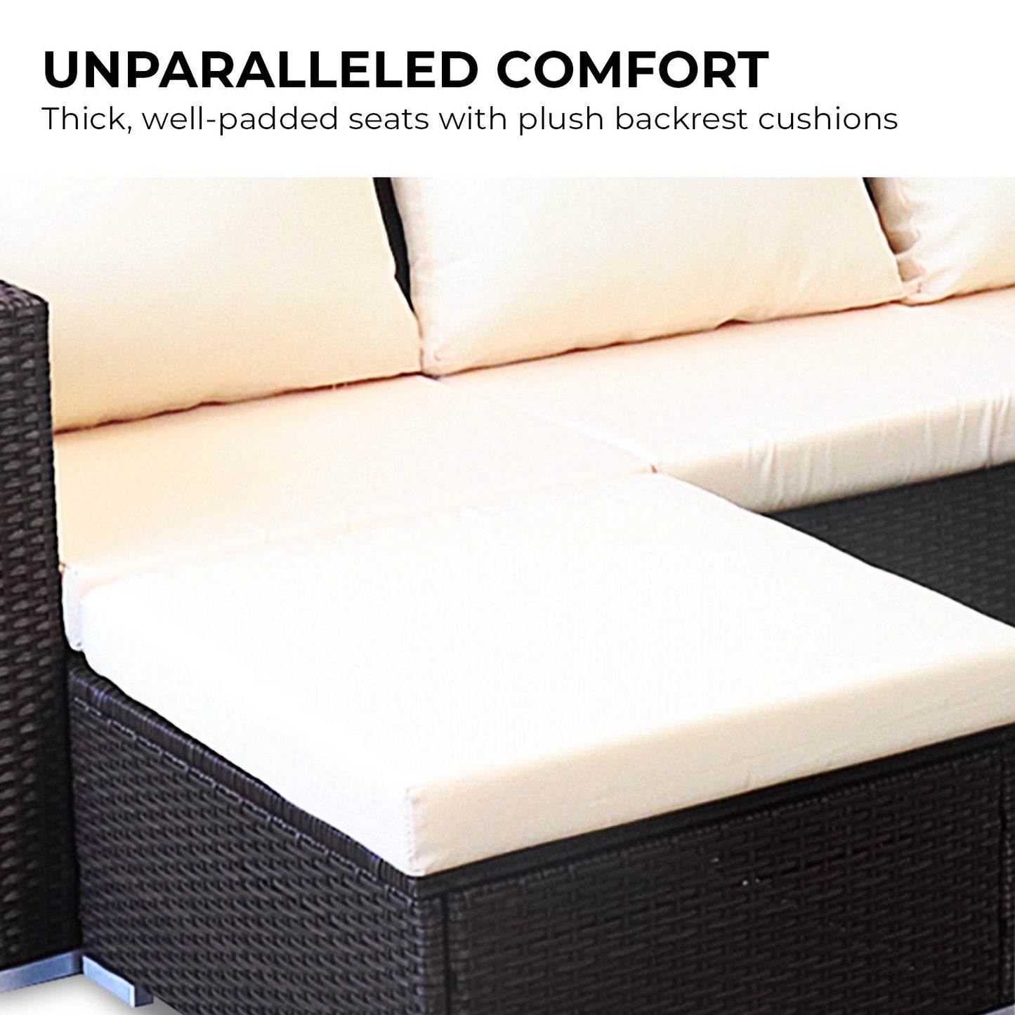 Modular Outdoor Lounge Set | 4 Seat | Sarantino | Brown & Cream