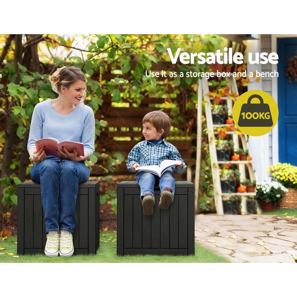 Outdoor Storage Box 118L Container Lockable Garden Toy Tool Black